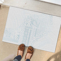 Samoa Lotu Tamaiti Mamanu Siapo Rubber Doormat Off White Plumeria - Polynesian Pride