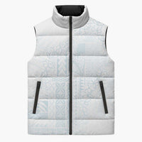 Samoa Lotu Tamaiti Mamanu Siapo Sleeveless Puffer Jacket Off White Plumeria - Polynesian Pride