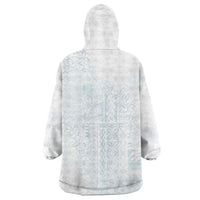 Samoa Lotu Tamaiti Mamanu Siapo Wearable Blanket Hoodie Off White Plumeria - Polynesian Pride