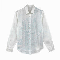 Samoa Lotu Tamaiti Mamanu Siapo Women Casual Shirt Off White Plumeria - Polynesian Pride