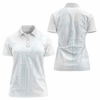 Samoa Lotu Tamaiti Mamanu Siapo Women Polo Shirt Off White Plumeria - Polynesian Pride