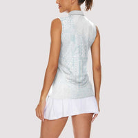 Samoa Lotu Tamaiti Mamanu Siapo Women Sleeveless Polo Shirt Off White Plumeria - Polynesian Pride