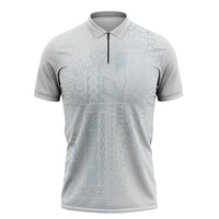 Samoa Lotu Tamaiti Mamanu Siapo Zipper Polo Shirt Off White Plumeria - Polynesian Pride