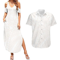 Samoa Lotu Tamaiti Ivory Couples Matching Summer Maxi Dress and Hawaiian Shirt Teuila Tatau - Polynesian Pride
