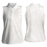 Samoa Lotu Tamaiti Ivory Women Sleeveless Polo Shirt Teuila Tatau - Polynesian Pride