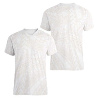 Samoa Lotu Tamaiti Ivory Women V-Neck T-Shirt Teuila Tatau - Polynesian Pride