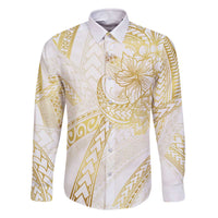 Samoa Lotu Tamaiti Gold Family Matching Off The Shoulder Long Sleeve Dress and Hawaiian Shirt Teuila Tatau - Polynesian Pride