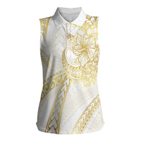 Samoa Lotu Tamaiti Gold Women Sleeveless Polo Shirt Teuila Tatau - Polynesian Pride