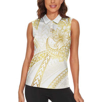 Samoa Lotu Tamaiti Gold Women Sleeveless Polo Shirt Teuila Tatau - Polynesian Pride