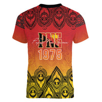Papua New Guinea 1975 To The Future Personalised Women V-Neck T-Shirt Sepik Masks LT7 - Polynesian Pride