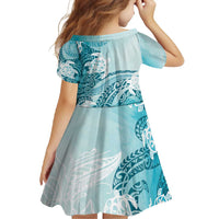 Polynesia Turtle Family Matching Long Sleeve Bodycon Dress and Hawaiian Shirt Watercolor Abstract Style