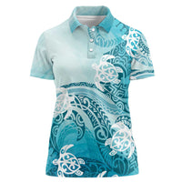 Polynesia Turtle Women Polo Shirt Watercolor Abstract Style