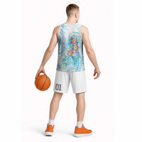 Sea Blue Polynesian Jellyfish Basketball Jersey Watercolor Glows - Polynesian Pride