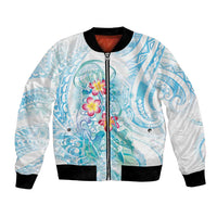 Sea Blue Polynesian Jellyfish Bomber Jacket Watercolor Glows - Polynesian Pride