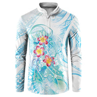 Sea Blue Polynesian Jellyfish Button Sweatshirt Watercolor Glows - Polynesian Pride