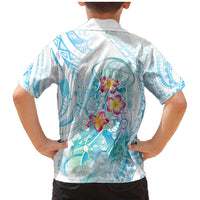 Sea Blue Polynesian Jellyfish Family Matching Mermaid Dress and Hawaiian Shirt Watercolor Glows LT7 - Polynesian Pride