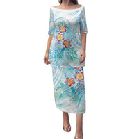 Sea Blue Polynesian Jellyfish Family Matching Puletasi and Hawaiian Shirt Watercolor Glows - Polynesian Pride