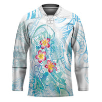 Sea Blue Polynesian Jellyfish Hockey Jersey Watercolor Glows - Polynesian Pride