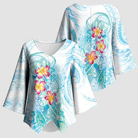Sea Blue Polynesian Jellyfish Kimono Sleeve Blouse Watercolor Glows - Polynesian Pride