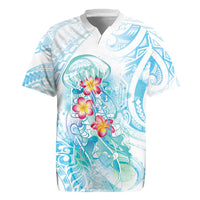 Sea Blue Polynesian Jellyfish Rugby Jersey Watercolor Glows - Polynesian Pride