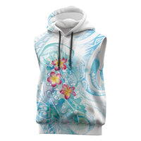 Sea Blue Polynesian Jellyfish Sleeveless Hoodie Watercolor Glows - Polynesian Pride