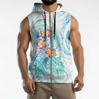 Sea Blue Polynesian Jellyfish Sleeveless Zip Hoodie Watercolor Glows LT7 - Polynesian Pride