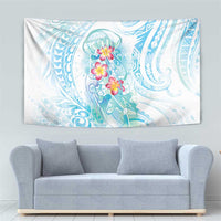 Sea Blue Polynesian Jellyfish Tapestry Watercolor Glows - Polynesian Pride