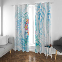 Sea Blue Polynesian Jellyfish Window Curtain Watercolor Glows - Polynesian Pride