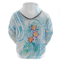 Sea Blue Polynesian Jellyfish Zip Hoodie Watercolor Glows - Polynesian Pride