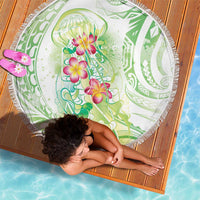 Summer Green Polynesian Jellyfish Beach Blanket Watercolor Glows - Polynesian Pride