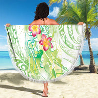 Summer Green Polynesian Jellyfish Beach Blanket Watercolor Glows - Polynesian Pride