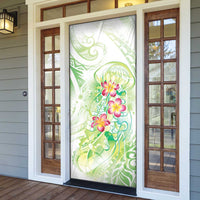 Summer Green Polynesian Jellyfish Door Cover Watercolor Glows - Polynesian Pride