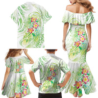 Summer Green Polynesian Jellyfish Family Matching Mermaid Dress and Hawaiian Shirt Watercolor Glows LT7 - Polynesian Pride
