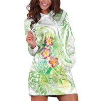 Summer Green Polynesian Jellyfish Hoodie Dress Watercolor Glows - Polynesian Pride