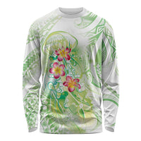 Summer Green Polynesian Jellyfish Long Sleeve Shirt Watercolor Glows - Polynesian Pride