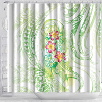 Summer Green Polynesian Jellyfish Shower Curtain Watercolor Glows - Polynesian Pride