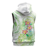 Summer Green Polynesian Jellyfish Sleeveless Hoodie Watercolor Glows - Polynesian Pride