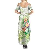 Summer Green Polynesian Jellyfish Summer Maxi Dress Watercolor Glows - Polynesian Pride