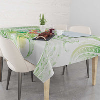 Summer Green Polynesian Jellyfish Tablecloth Watercolor Glows - Polynesian Pride
