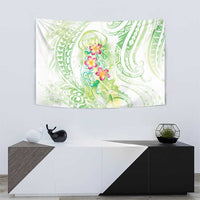 Summer Green Polynesian Jellyfish Tapestry Watercolor Glows - Polynesian Pride