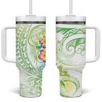 Summer Green Polynesian Jellyfish Tumbler With Handle Watercolor Glows - Polynesian Pride