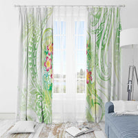 Summer Green Polynesian Jellyfish Window Curtain Watercolor Glows - Polynesian Pride