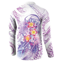Lavender Polynesian Jellyfish Button Sweatshirt Watercolor Glows - Polynesian Pride