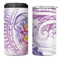 Lavender Polynesian Jellyfish 4 in 1 Can Cooler Tumbler Watercolor Glows - Polynesian Pride