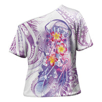 Lavender Polynesian Jellyfish Cross Shoulder Shirt Watercolor Glows - Polynesian Pride