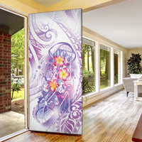 Lavender Polynesian Jellyfish Door Cover Watercolor Glows - Polynesian Pride