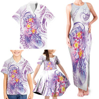 Lavender Polynesian Jellyfish Family Matching Tank Maxi Dress and Hawaiian Shirt Watercolor Glows - Polynesian Pride