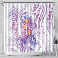 Lavender Polynesian Jellyfish Shower Curtain Watercolor Glows - Polynesian Pride
