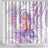 Lavender Polynesian Jellyfish Shower Curtain Watercolor Glows - Polynesian Pride