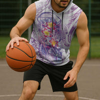 Lavender Polynesian Jellyfish Sleeveless Hoodie Watercolor Glows - Polynesian Pride